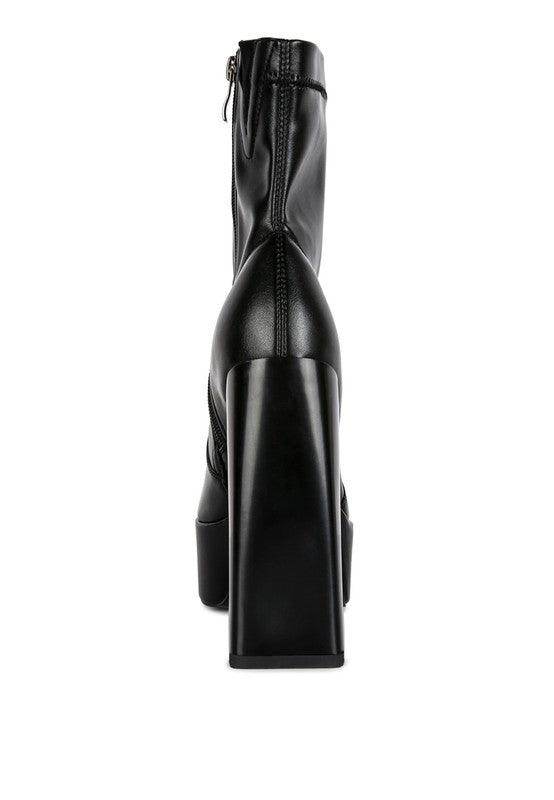 Rag Company women's black ankle boots with high block heels