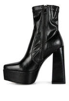 Women's black leather platform ankle boots for stylish elevation