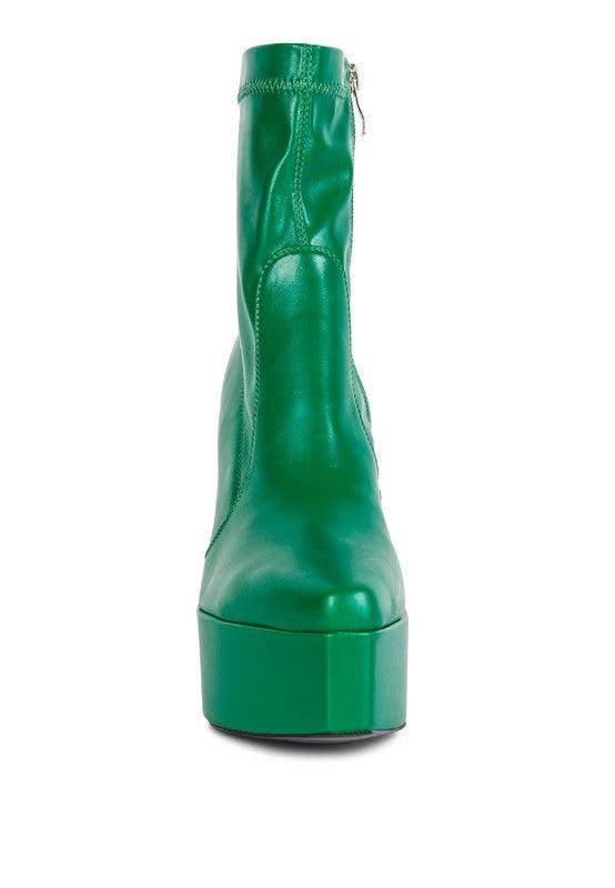 Women's green leather boots for ankle, stylish and versatile