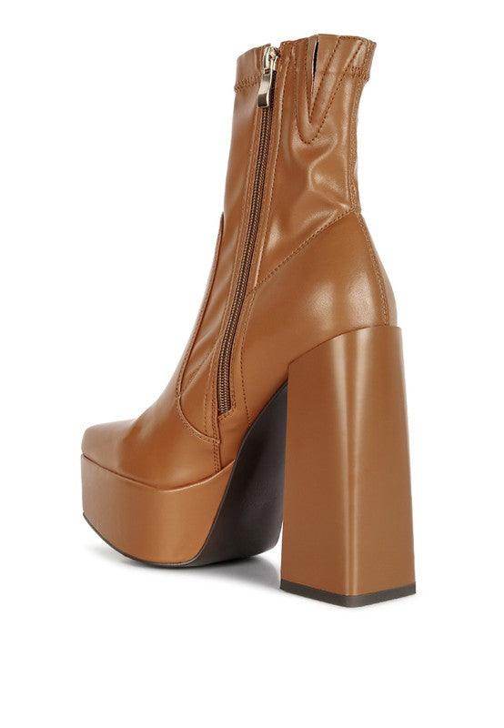 Rag Company tan platform boots for ankle with zipper detail