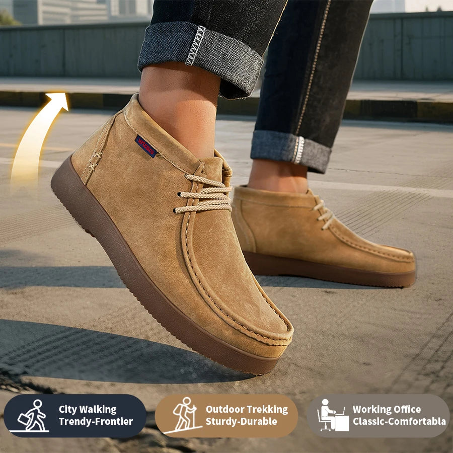 Men's tan leather loafers, ideal for city walking and outdoor use