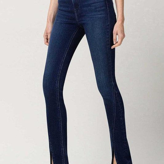 Women's Jeans Bottom Split High Rise Slim Straight Jeans