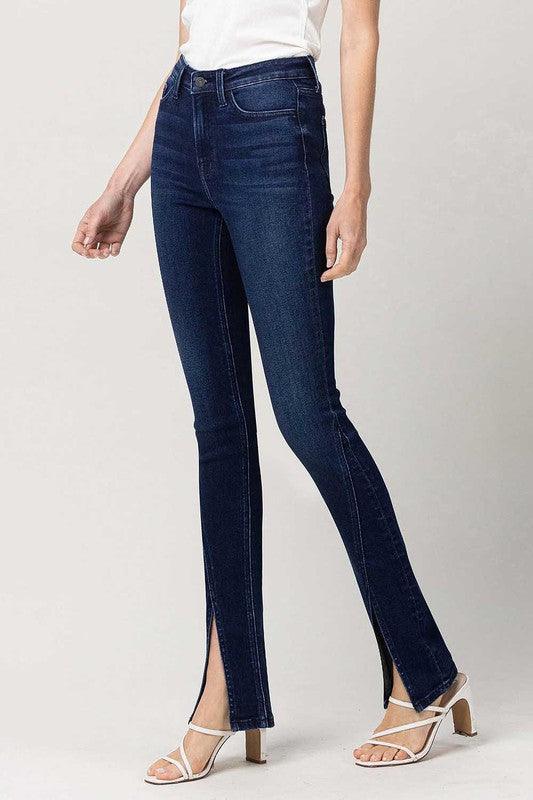 Women's Jeans Bottom Split High Rise Slim Straight Jeans