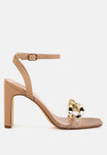 Bottom Kiss Chain Strap Italian Block Heel Sandals