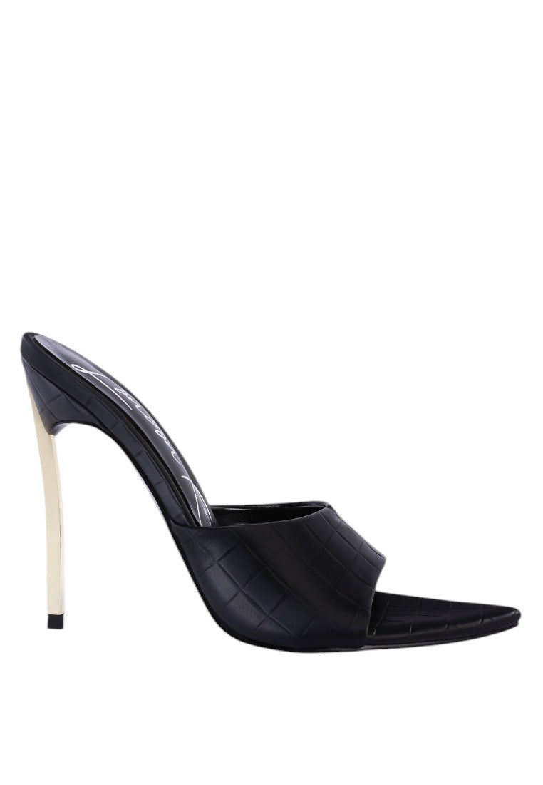 Bottoms Up Strappy Slip On Stiletto Heels