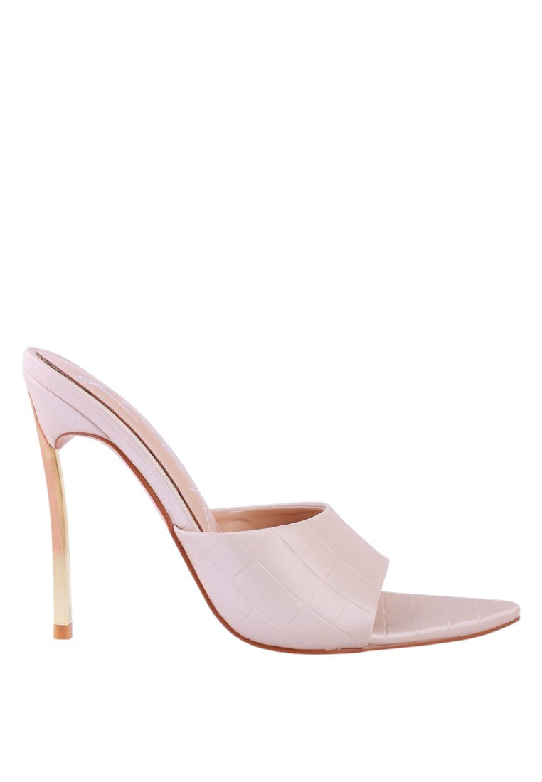 Bottoms Up Strappy Slip On Stiletto Heels