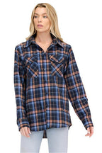 Boyfriend Fit Checker Plaid Flannel Long Sleeve - VacationGrabs