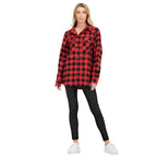 Boyfriend Fit Shirts Checker Plaid Flannel Long Sleeve - VacationGrabs