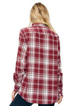 Boyfriend Fit Checker Plaid Flannel Long Sleeve Shirt - VacationGrabs