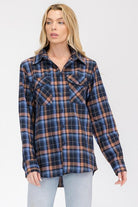 Women's Shirts Boyfriend Fit Checker Plaid Flannel Shirts Long Sleeve