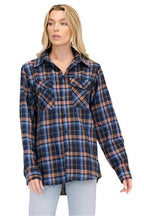 Boyfriend Fit Checker Plaid Flannel Shirts Long Sleeve - VacationGrabs