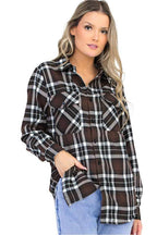 Boyfriend Fit Checker Plaid Flannel Shirts Long Sleeve - VacationGrabs