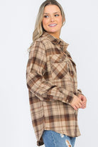 Women's Shirts Boyfriend Oversize Checker Plaid Flannel