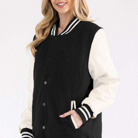 Women's Coats & Jackets Boyfriend Oversized Letterman Jacket S-3XL