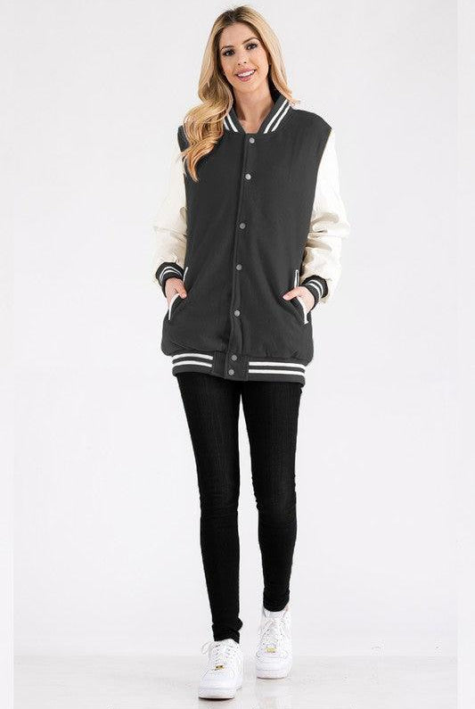 Women's Coats & Jackets Boyfriend Oversized Letterman Jacket S-3XL