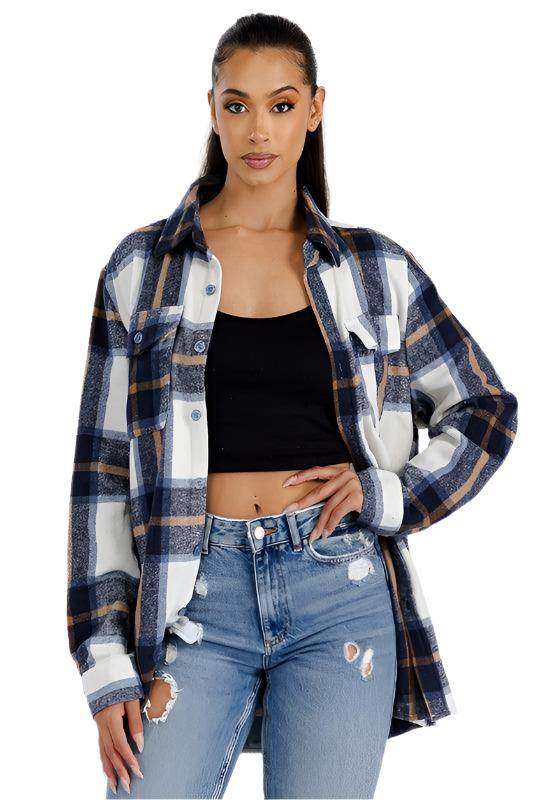 Boyfriend Oversized Soft Flannel Shacket 5 Colors - VacationGrabs
