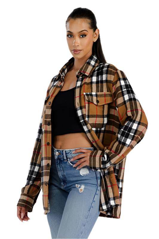 Boyfriend Oversized Soft Flannel Shacket 5 Colors - VacationGrabs