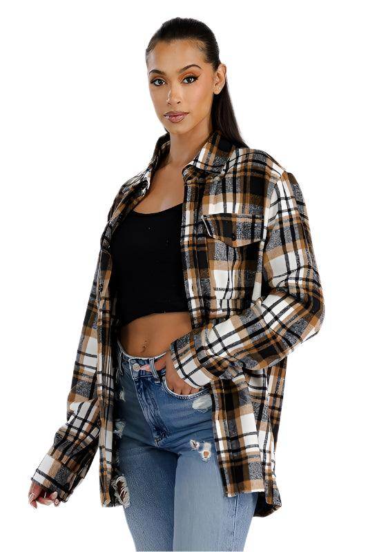Boyfriend Oversized Soft Flannel Shacket 5 Colors - VacationGrabs