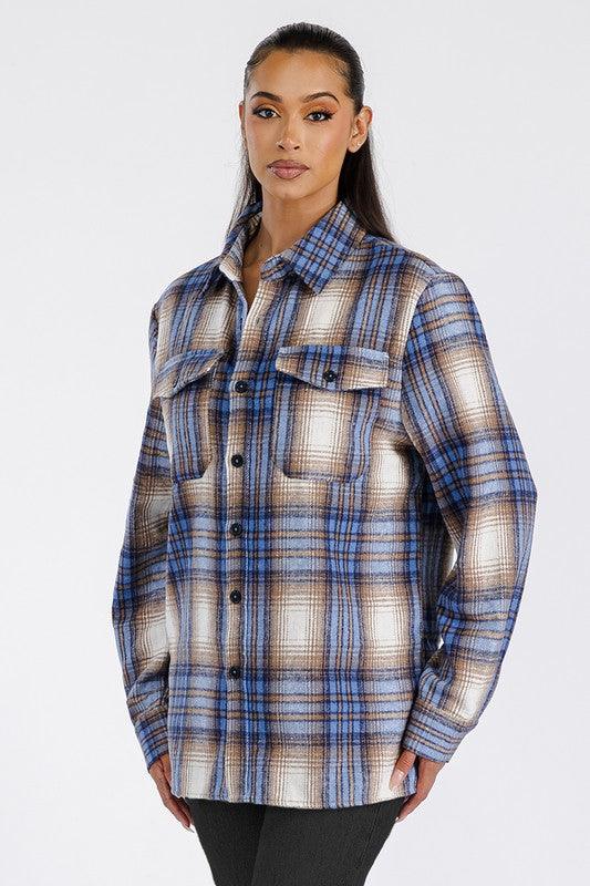 Women's Shirts - Shackets Boyfriend Oversized Soft Flannel Shacket 5 Colors