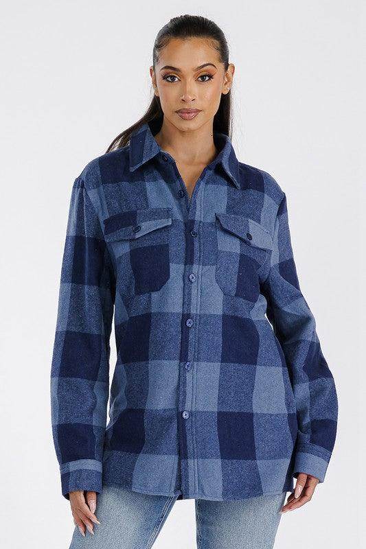 Boyfriend Oversized Soft Flannel Shacket Shirt - VacationGrabs