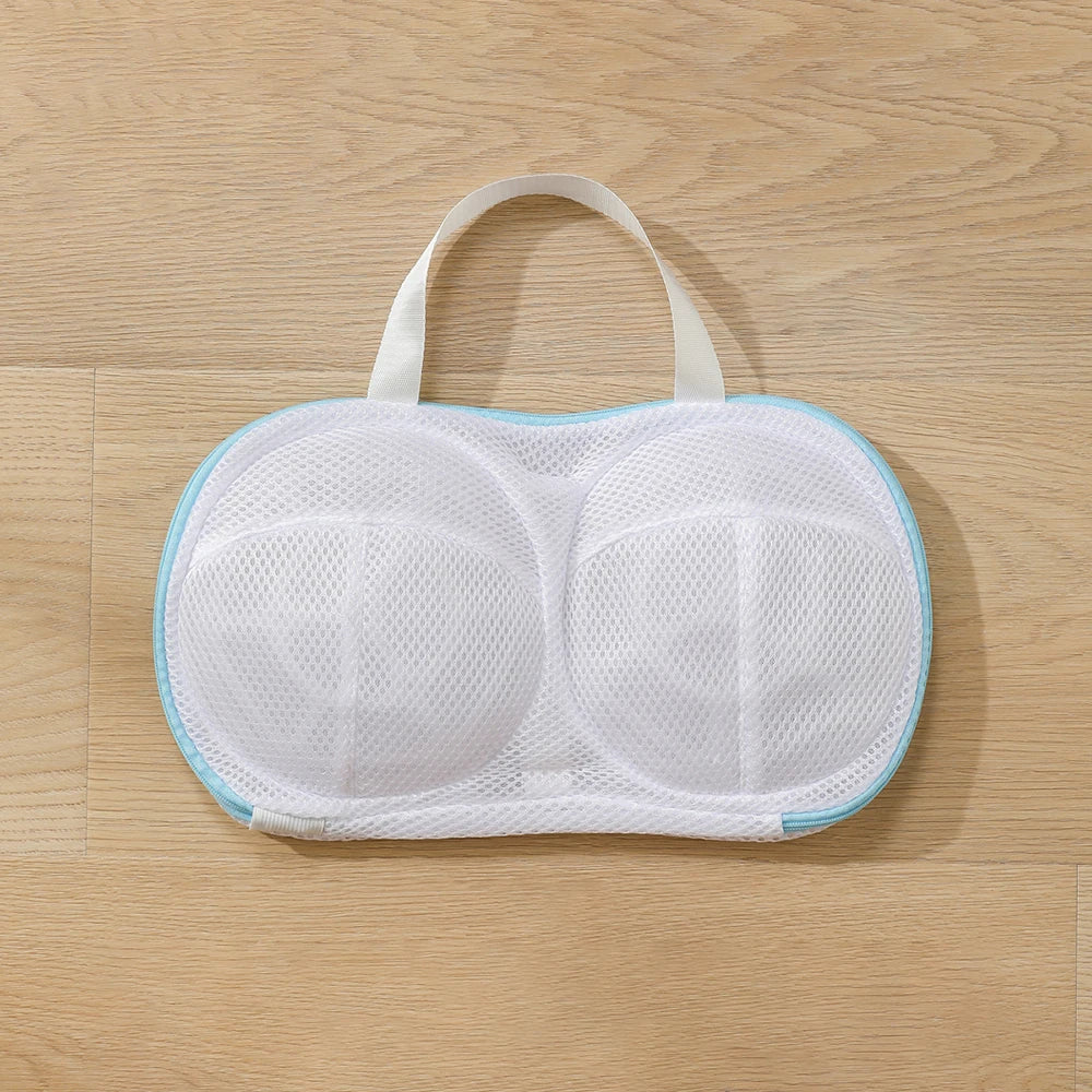 White mesh bra laundry bag for washing machine use