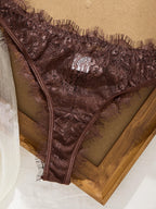 Brown lace bra with delicate trim for comfort and style