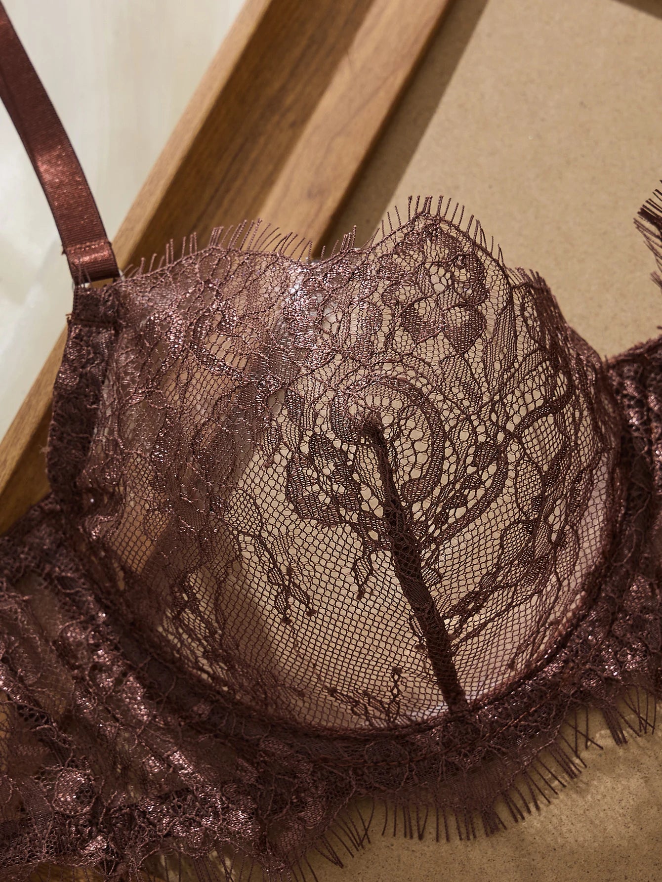 Brown bra with lace, perfect for elegant layering and everyday wear