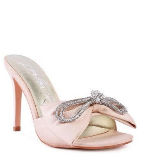 Women's Shoes - Heels Brag In Crystal Bow Satin High Heeled Sandals