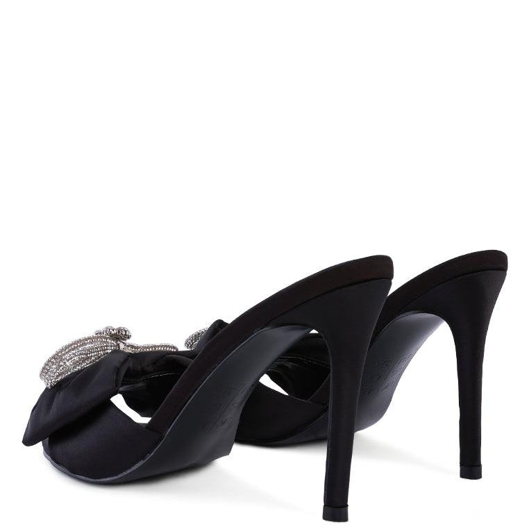 Women's Shoes - Heels Brag In Rhinestone Embellished Bow Satin Heels