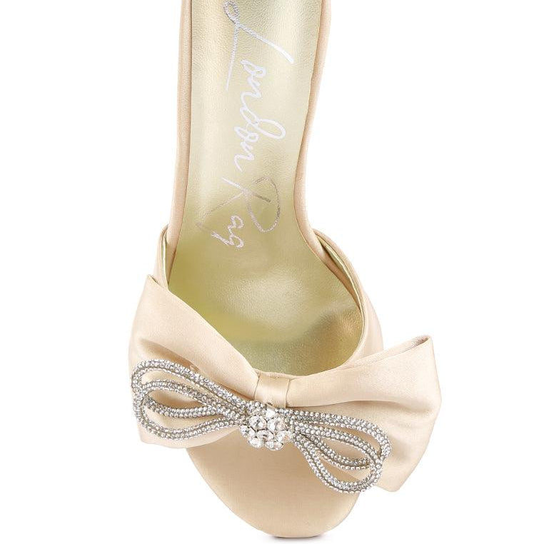 Women's Shoes - Heels Brag In Rhinestone Embellished Bow Satin Heels