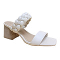 Let’s See Style white braided strap heeled sandals with block heel and square toe