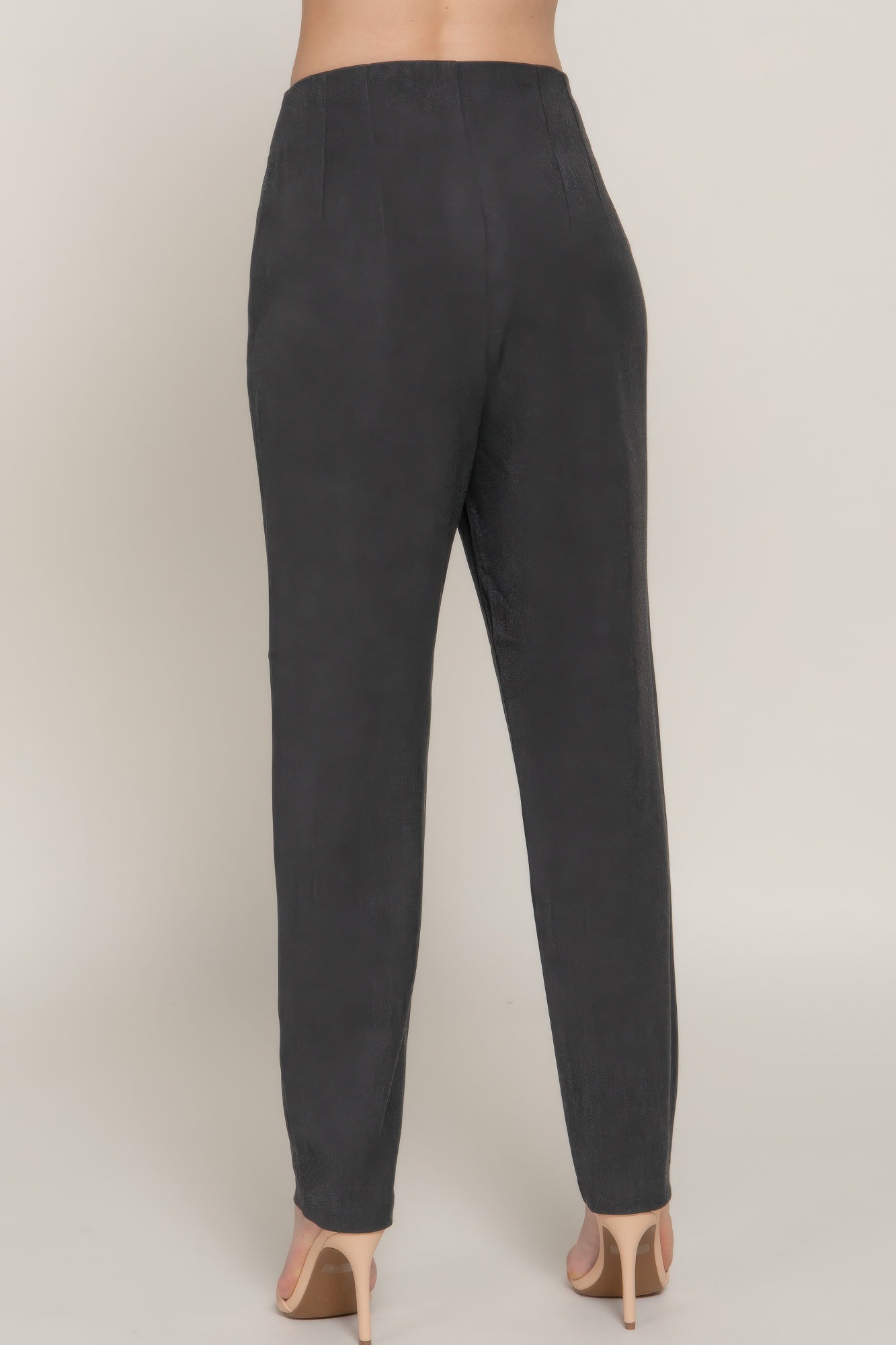 VacationGrabs women's stylish high rise trousers in black with a slim, tapered fit