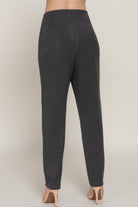 VacationGrabs women's stylish high rise trousers in black with a slim, tapered fit