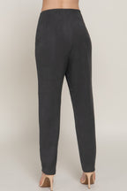 VacationGrabs women's stylish high rise trousers in black with a slim, tapered fit