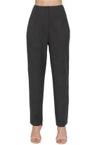 VacationGrabs women's black stylish high rise trousers with a straight fit and pockets