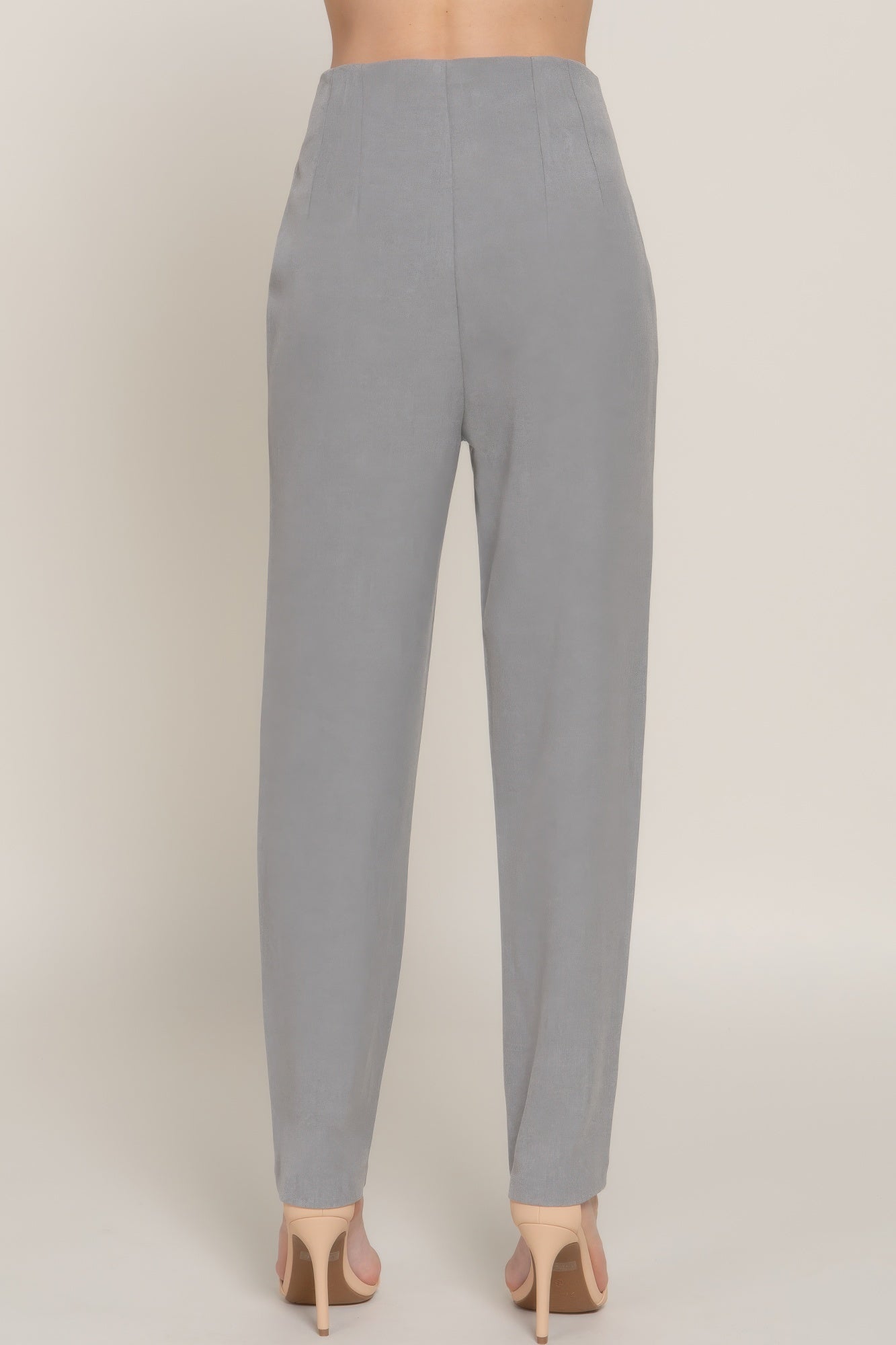 VacationGrabs women's gray stylish high rise trousers with a tailored fit and ankle length