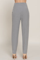 VacationGrabs women's gray stylish high rise trousers with a tailored fit and ankle length