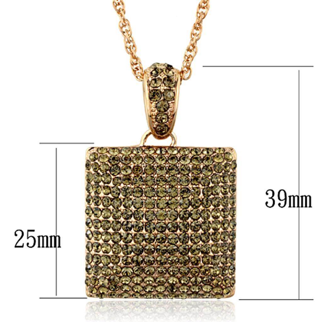 Brass chain pendant for women featuring a sparkling square design with green stones