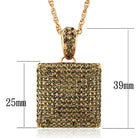 Brass chain pendant for women featuring a sparkling square design with green stones
