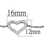 Brass heart charm bracelet with diamond-like embellishments and delicate chain design