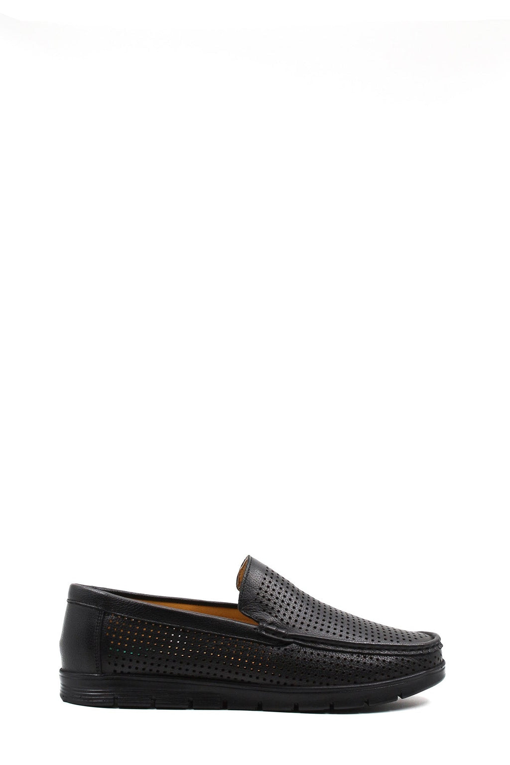 Breathable Black Leather Loafers for Men – front view