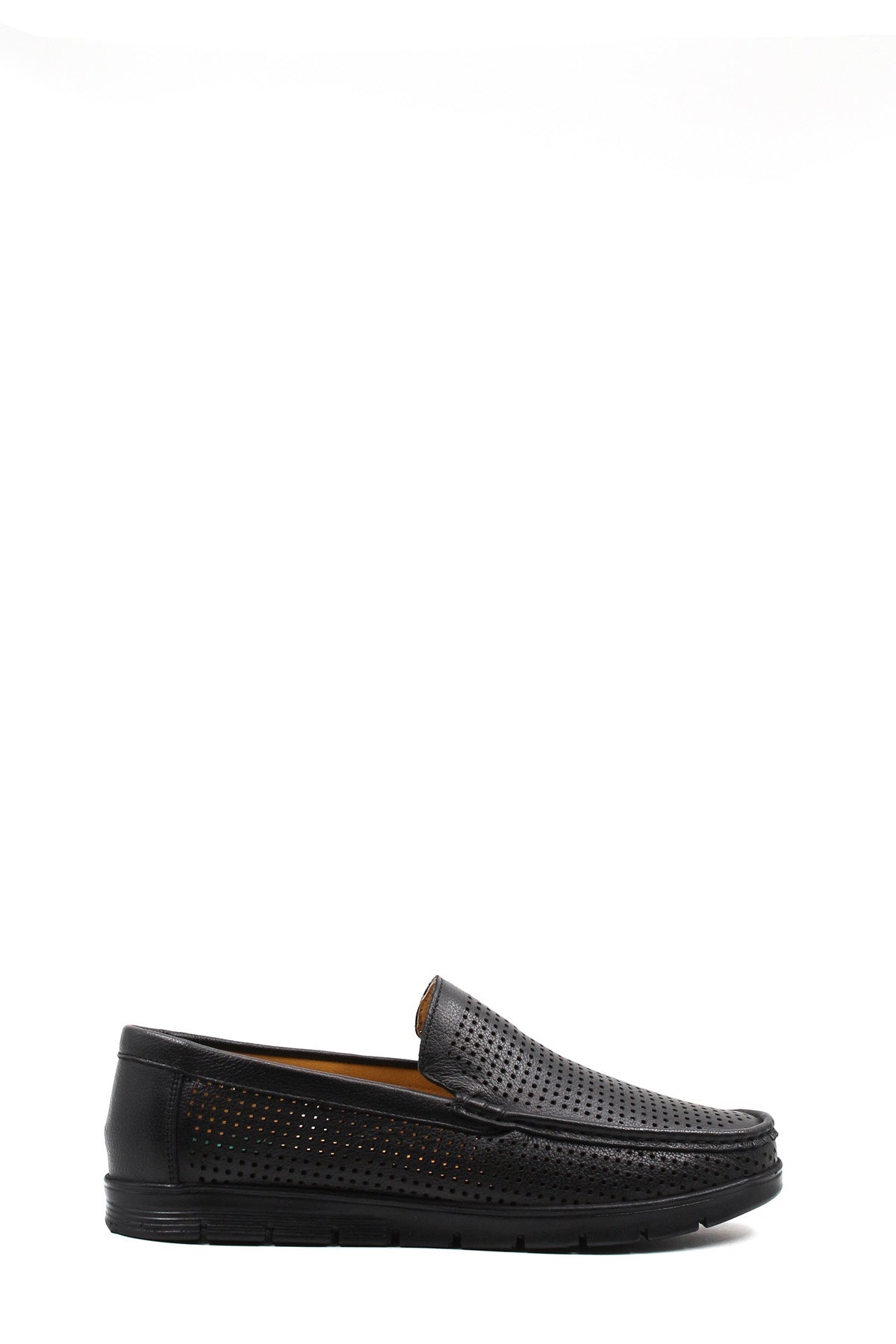 Breathable Black Leather Loafers for Men – front view