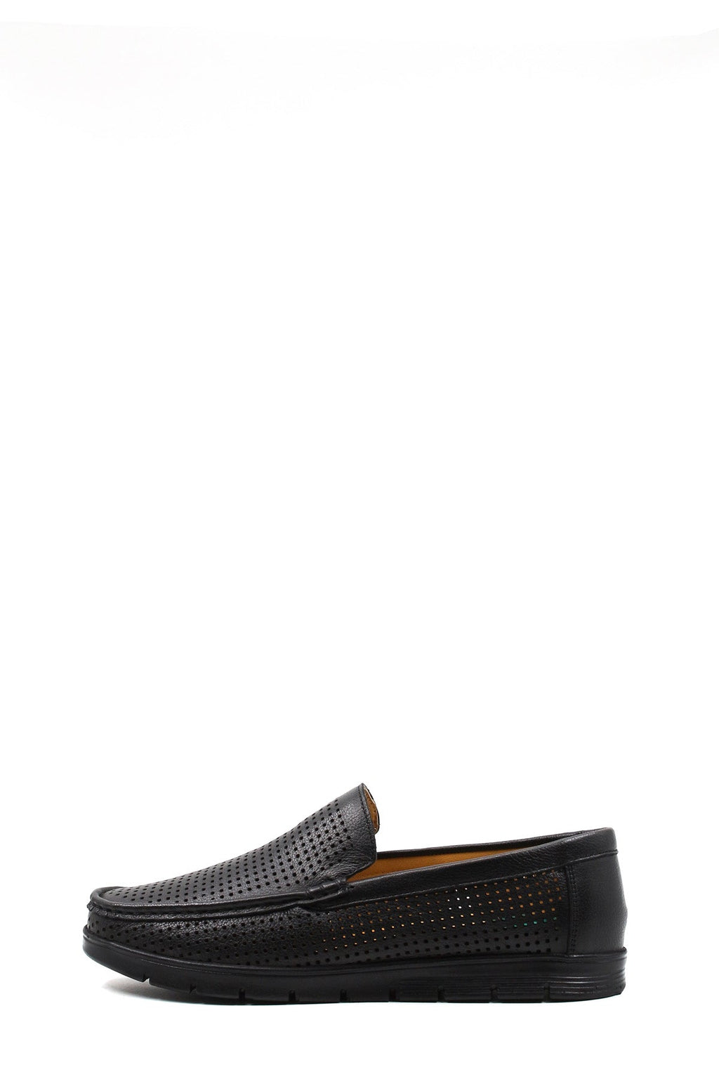 Breathable Black Leather Loafers for Men – detail view