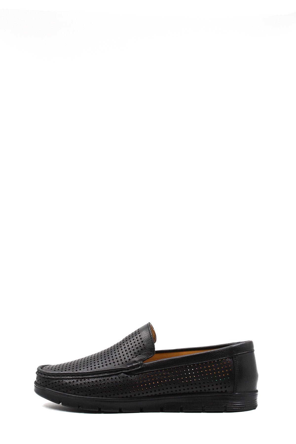 Breathable Black Leather Loafers for Men – detail view