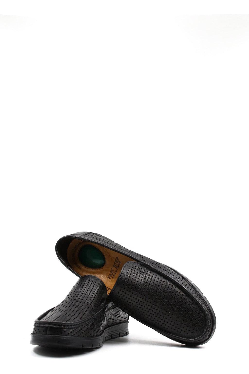 Breathable Black Leather Loafers for Men – close up view