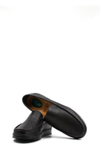 Breathable Black Leather Loafers for Men – close up view