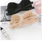 VacationGrabs breathable fashion bandeau bra in black and beige with smooth straps