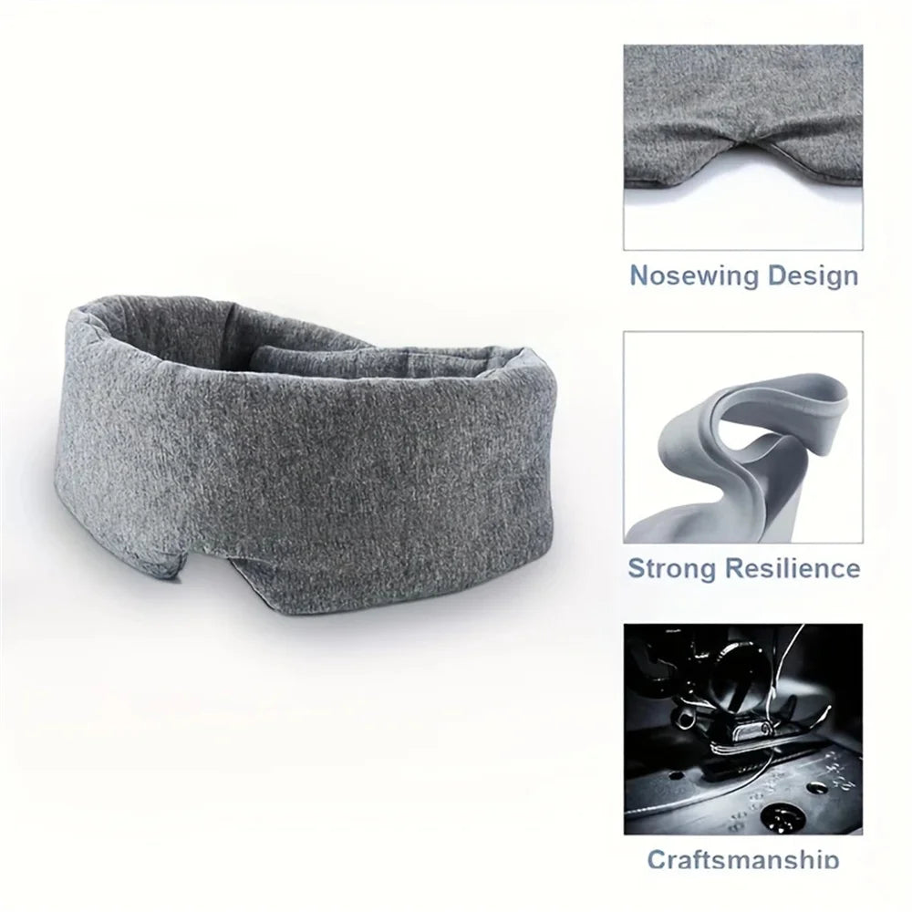 Gray breathable travel sleep mask with nosewing design for comfort