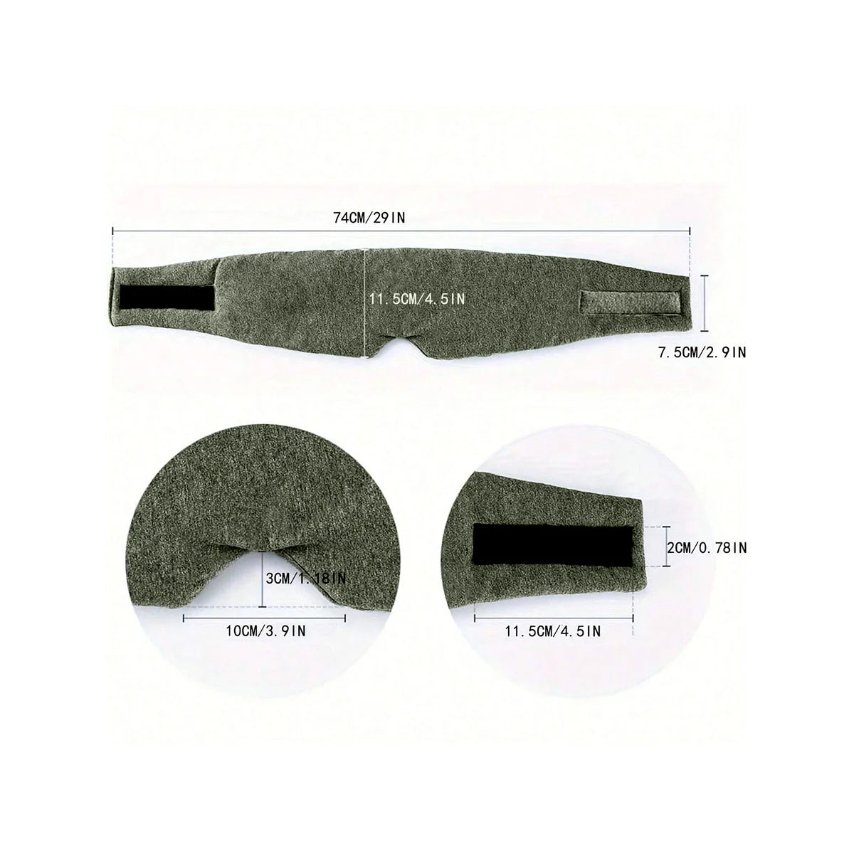 Breathable travel sleep mask in gray, soft fabric for comfortable sleep