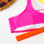 Women's bright beachwear pink bikini top for summer fun